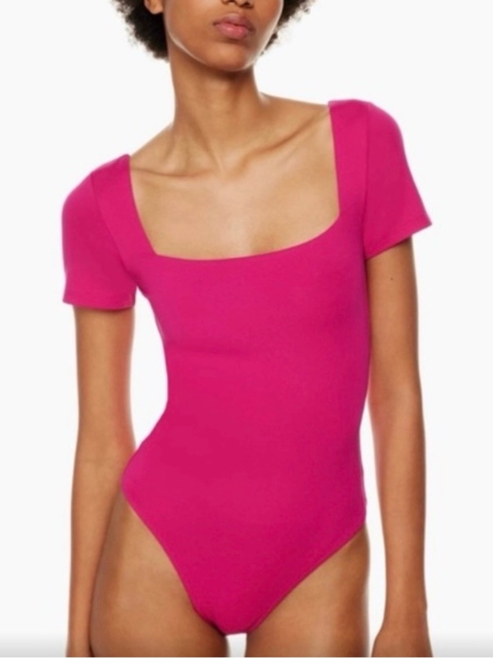 Aritzia Babaton Pink Original Contour Manner Squareneck Bodysuit